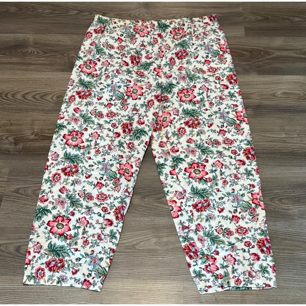 Victoria's Secret Vintage Floral Pajama Pants Pink Cotton Lounge Bottoms Large